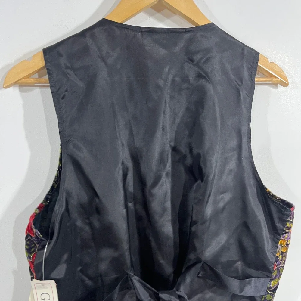 Gemilli VTG 90s Floral Velvet Fairy Grunge Whimsigoth Boho Vest Womens Large